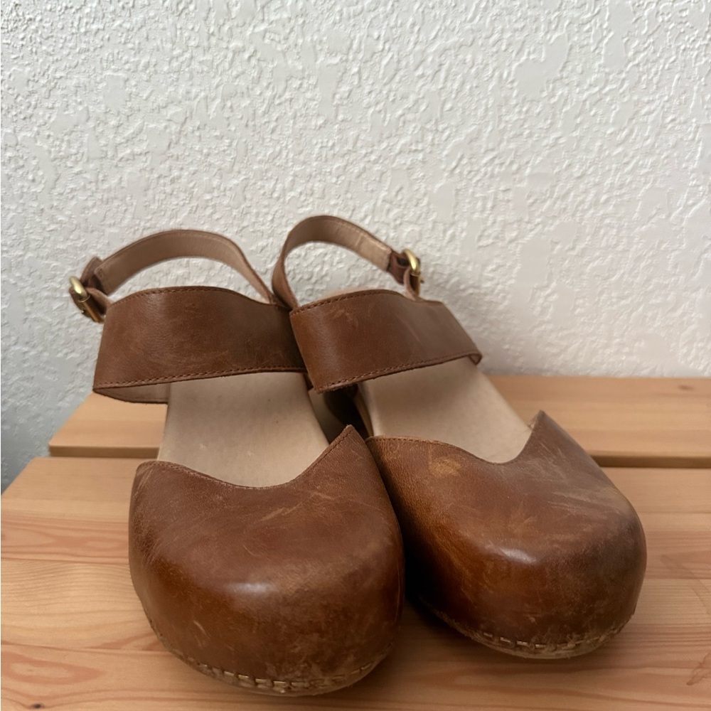 Dansko Brown Leather Mary Jane Clog